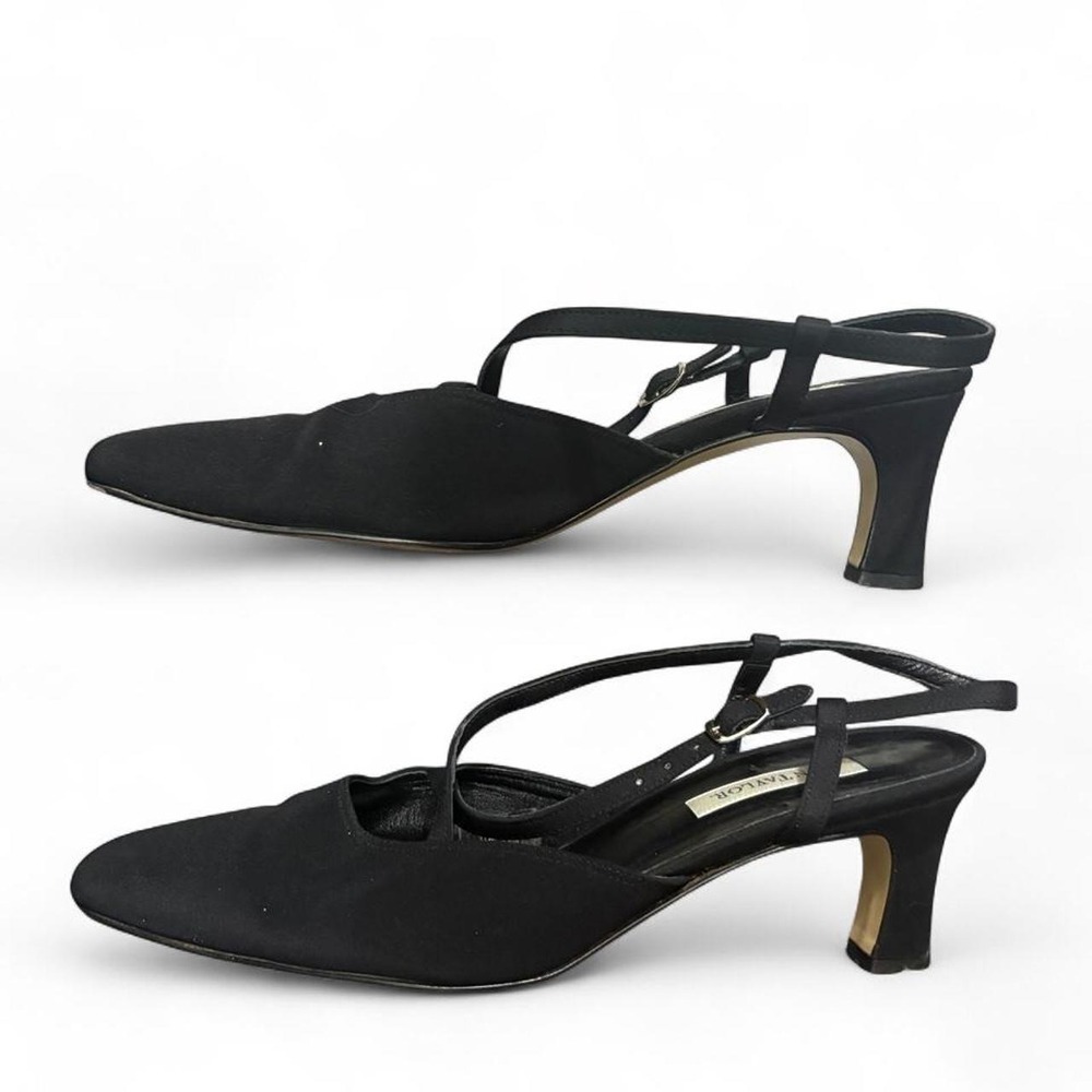Vintage Ann Taylor Black Slingback Heels 9.5 Made in Italy - Picture 3 of 5
